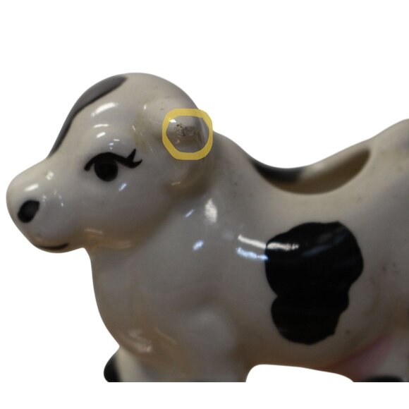 Vintage Cow Holstein Toothpick Holder White with Black Spots Japan Pink Udder - Picture 5 of 8